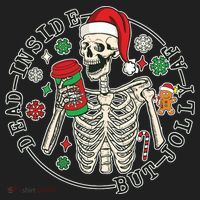 Dead Inside But Jolly Af Christmas Skeleton Women's Sweatshirt thumb 2