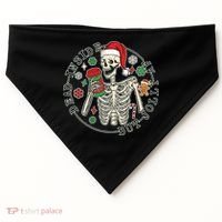 Dead Inside But Jolly Af Christmas Skeleton USA-Made Doggie Bandana thumb 0