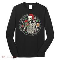 Dead Inside But Jolly Af Christmas Skeleton Long Sleeve Shirt thumb 0