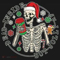 Dead Inside But Jolly Af Christmas Skeleton Pajama Set thumb 2