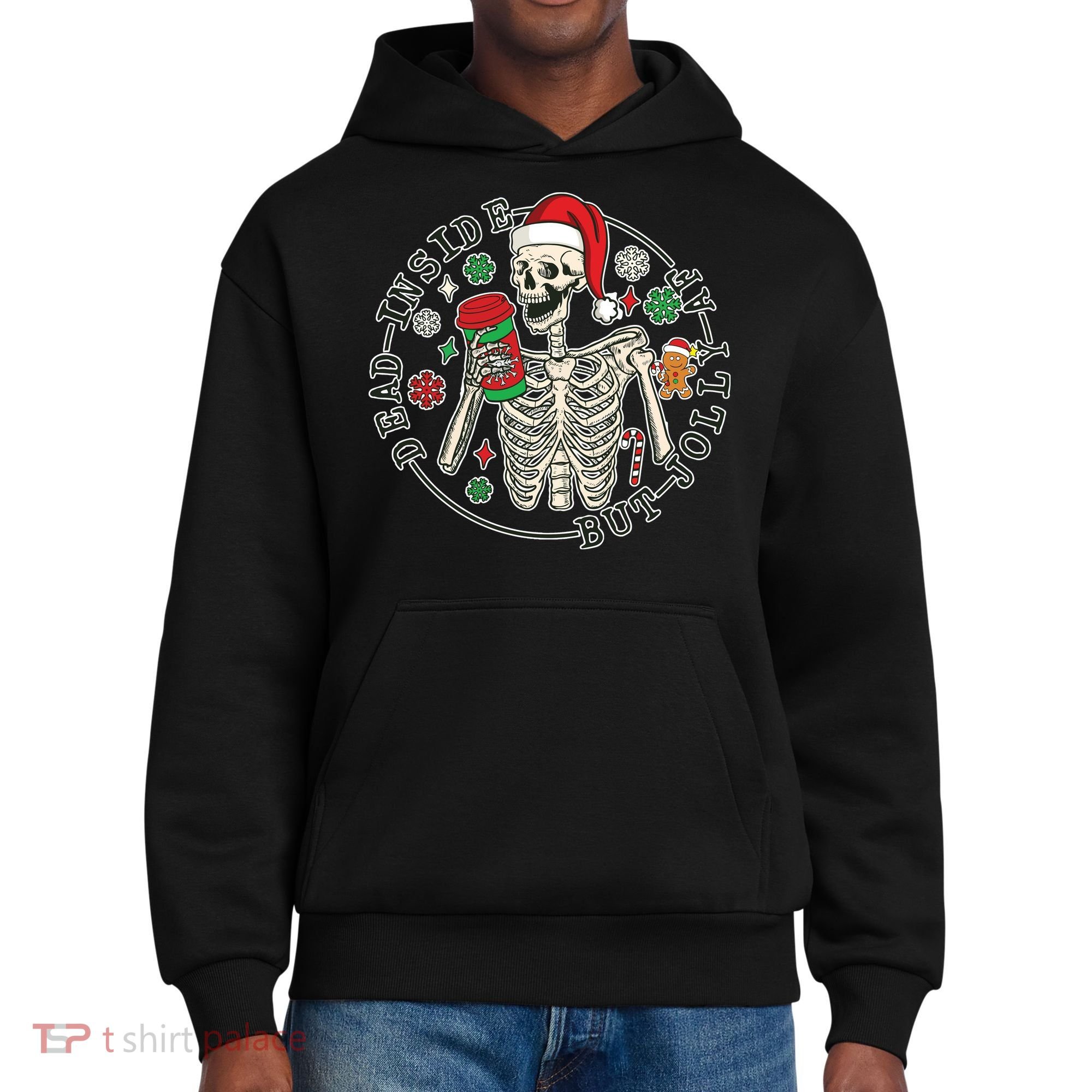 Dead Inside But Jolly Af Christmas Skeleton District V.I.T. Heavyweight Hoodie