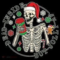 Dead Inside But Jolly Af Christmas Skeleton Women's Hoodie thumb 2