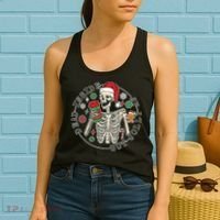 Dead Inside But Jolly Af Christmas Skeleton Women's Tank Top thumb 2