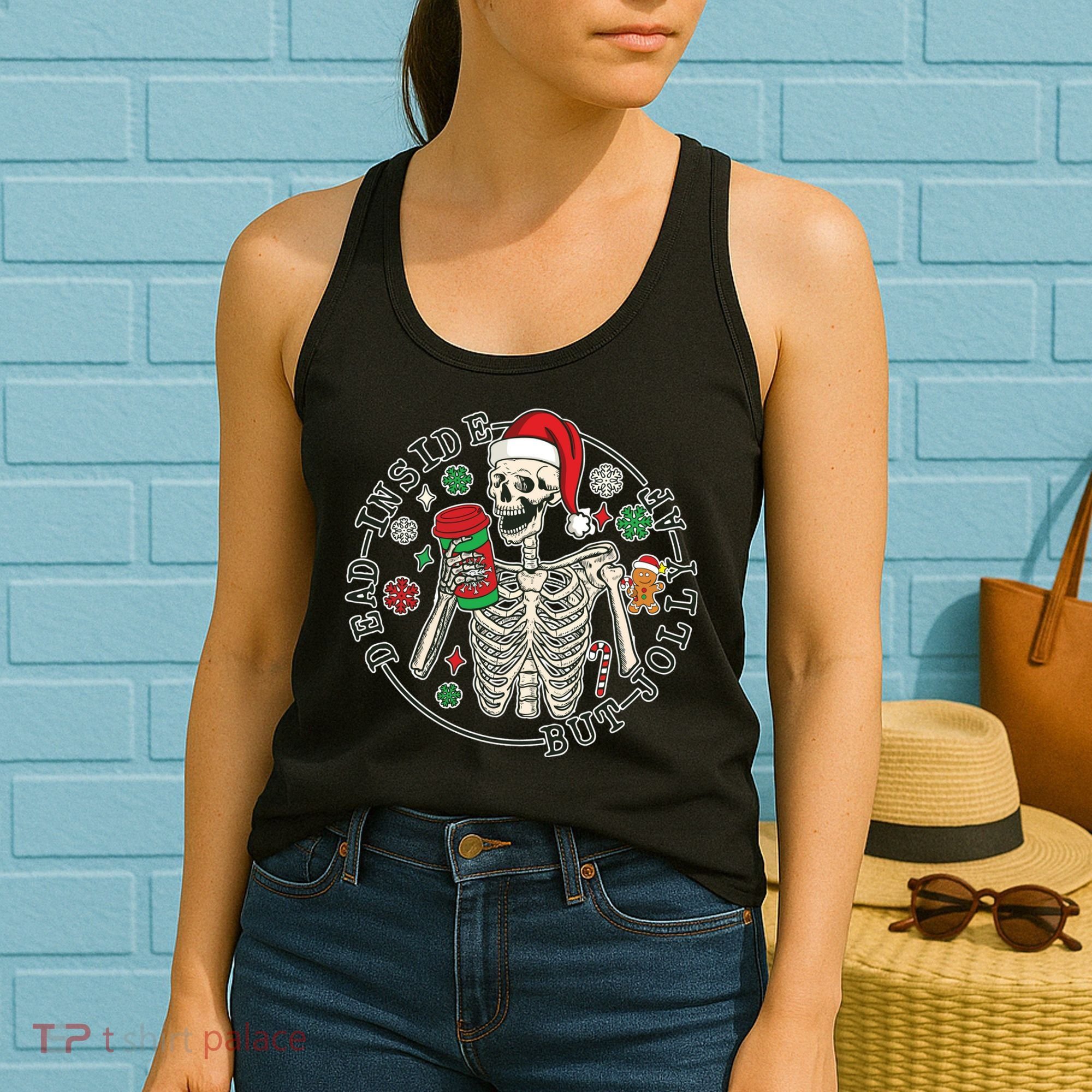 Dead Inside But Jolly Af Christmas Skeleton Women's Tank Top