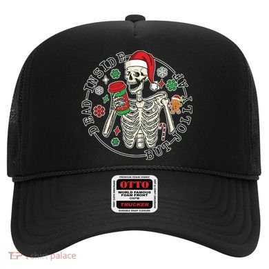 Dead Inside But Jolly Af Christmas Skeleton Hat