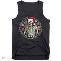 Dead Inside But Jolly Af Christmas Skeleton Tank Top thumb 0