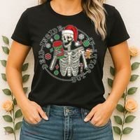 Dead Inside But Jolly Af Christmas Skeleton Women's T-Shirt thumb 2