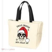 Dead Inside But Jolly Af Funny Christmas Tote Bag thumb 3