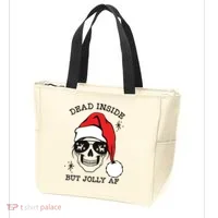 Dead Inside But Jolly Af Funny Christmas Tote Bag thumb 3