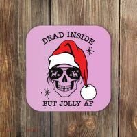 Dead Inside But Jolly Af Funny Christmas Coaster thumb 0