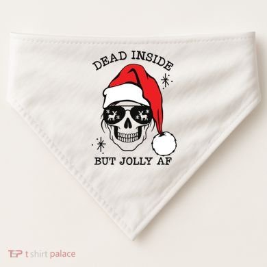 Dead Inside But Jolly Af Funny Christmas USA-Made Doggie Bandana