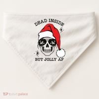 Dead Inside But Jolly Af Funny Christmas USA-Made Doggie Bandana thumb 0