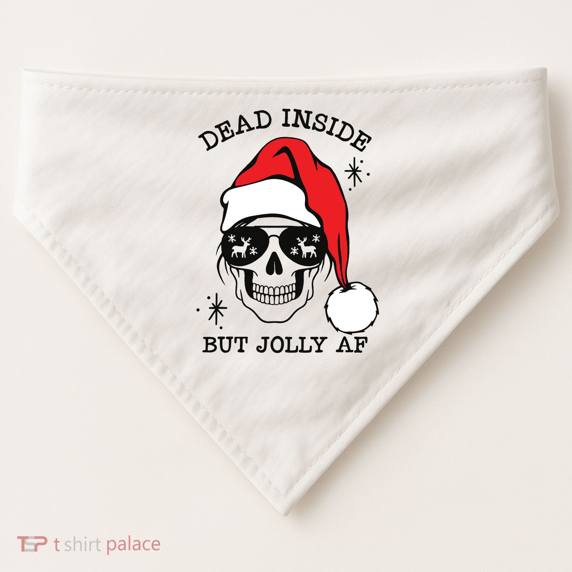Dead Inside But Jolly Af Funny Christmas USA-Made Doggie Bandana