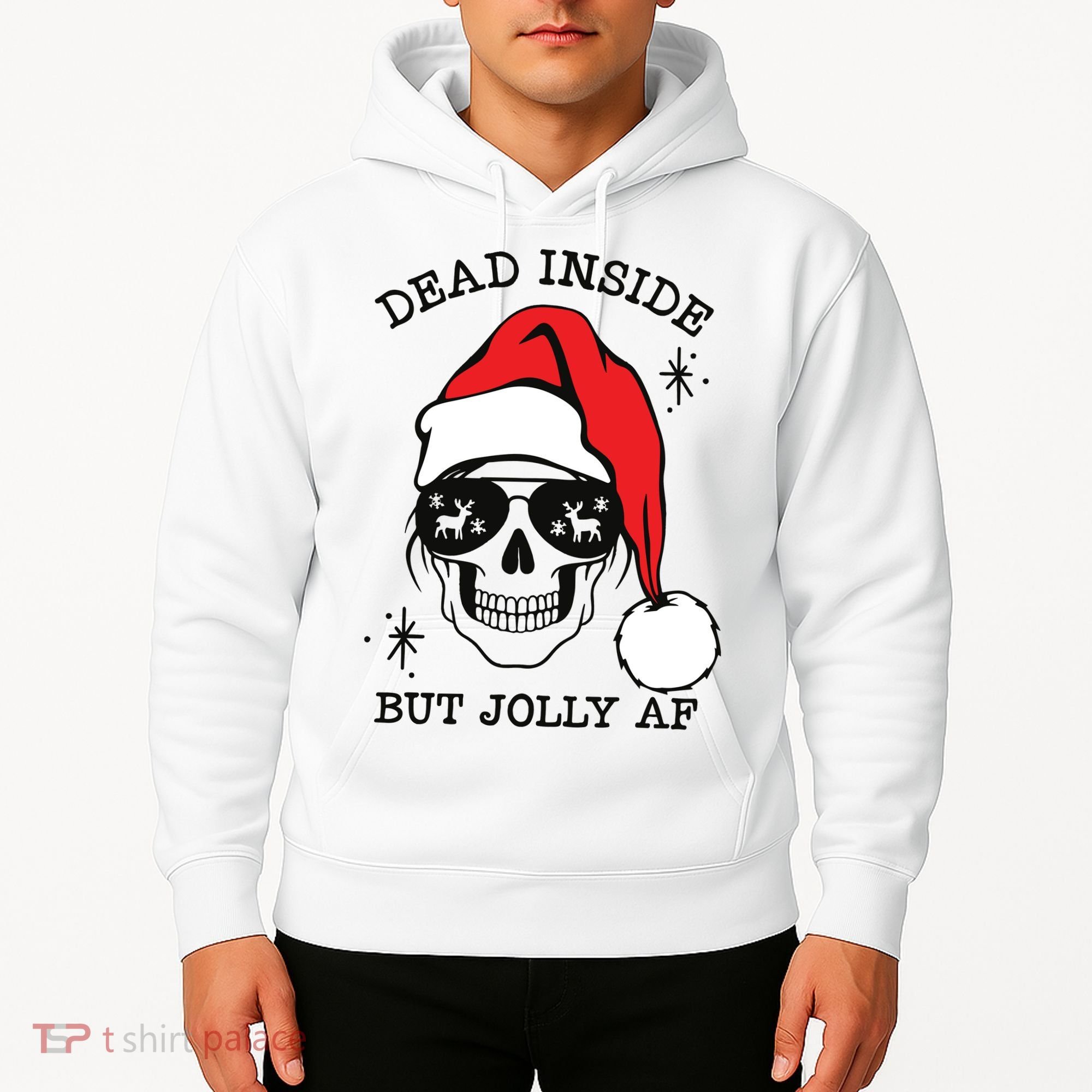 Dead Inside But Jolly Af Funny Christmas Hoodie