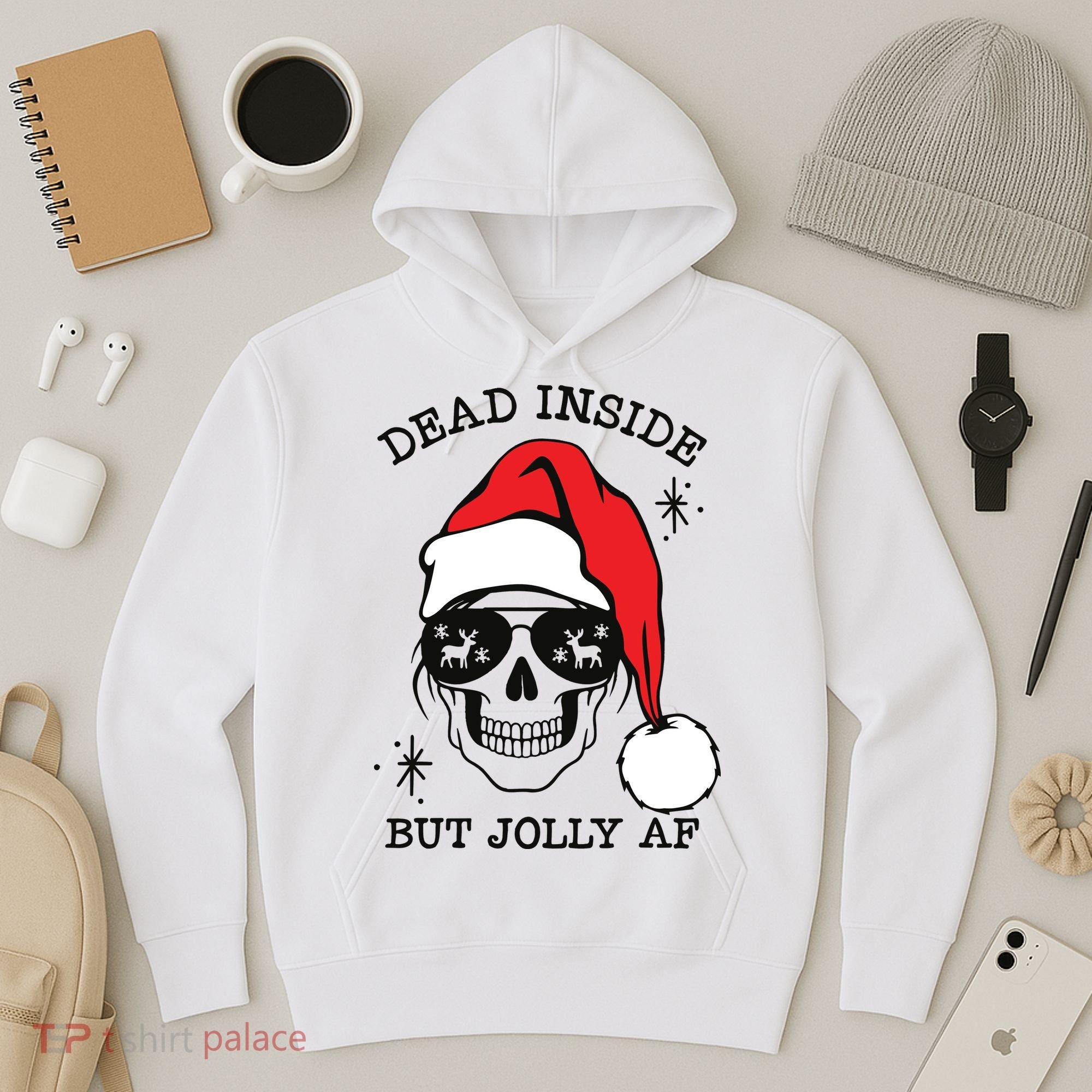 Dead Inside But Jolly Af Funny Christmas Hoodie