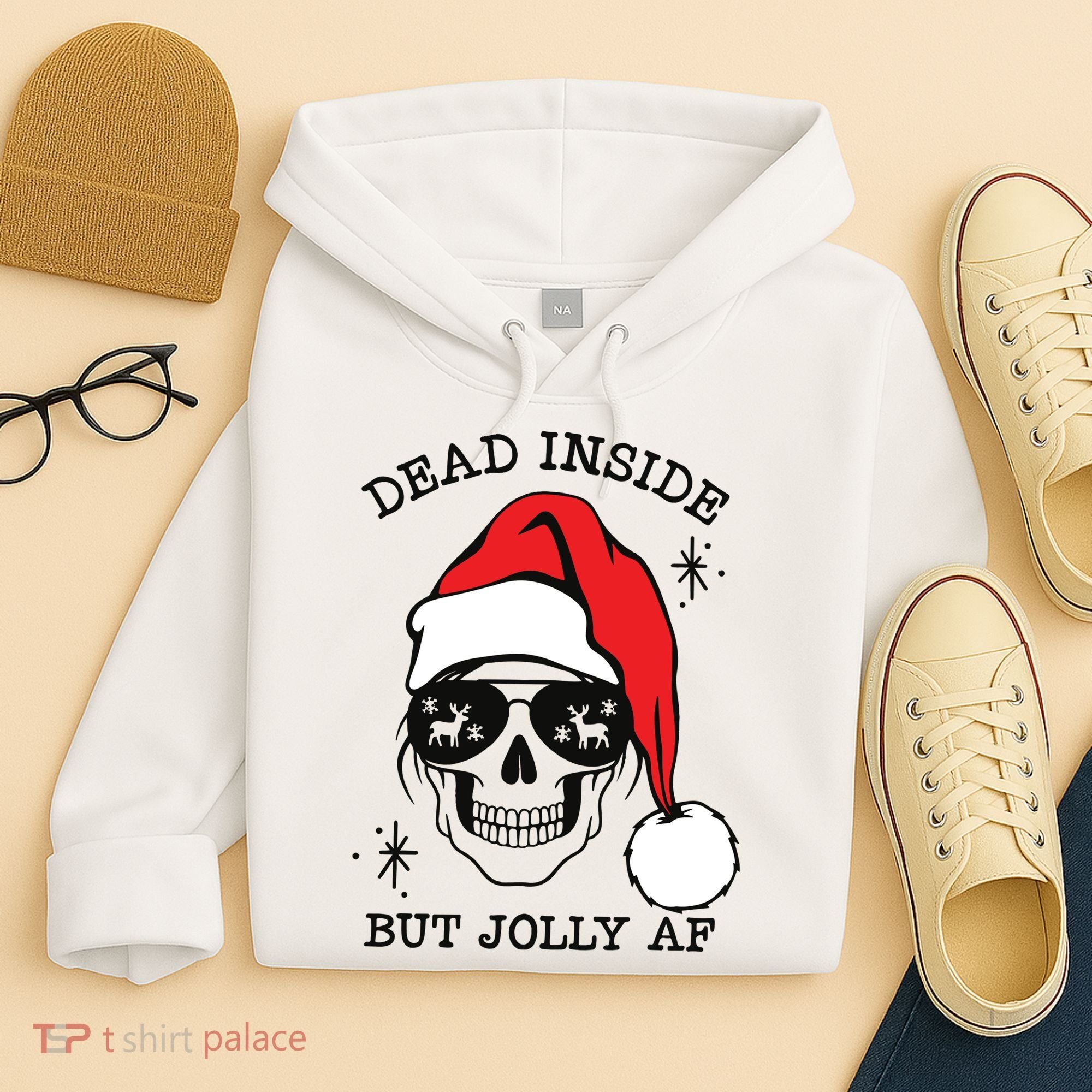Dead Inside But Jolly Af Funny Christmas Hoodie