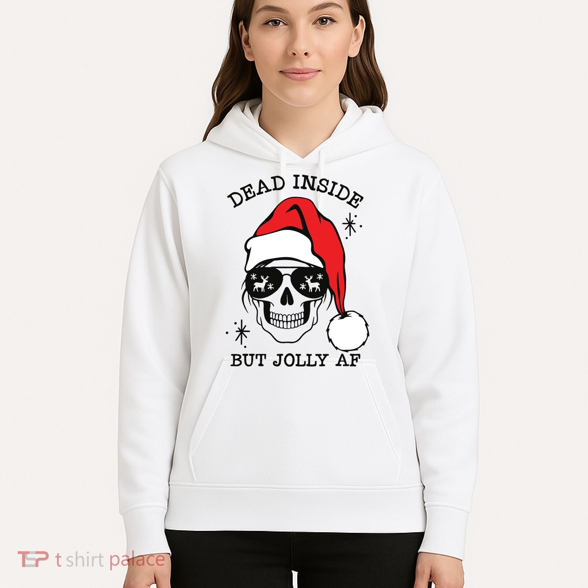 Dead Inside But Jolly Af Funny Christmas Hoodie