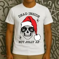 Dead Inside But Jolly Af Funny Christmas T-Shirt thumb 3