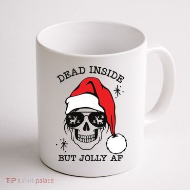 Dead Inside But Jolly Af Funny Christmas Coffee Mug back