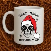 Dead Inside But Jolly Af Funny Christmas Coffee Mug thumb 2