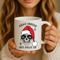 Dead Inside But Jolly Af Funny Christmas Coffee Mug thumb 3