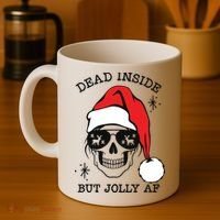 Dead Inside But Jolly Af Funny Christmas Coffee Mug thumb 4