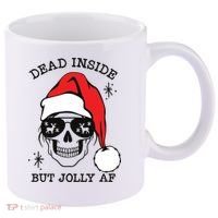 Dead Inside But Jolly Af Funny Christmas 11oz C Handle Ceramic Mug thumb 0