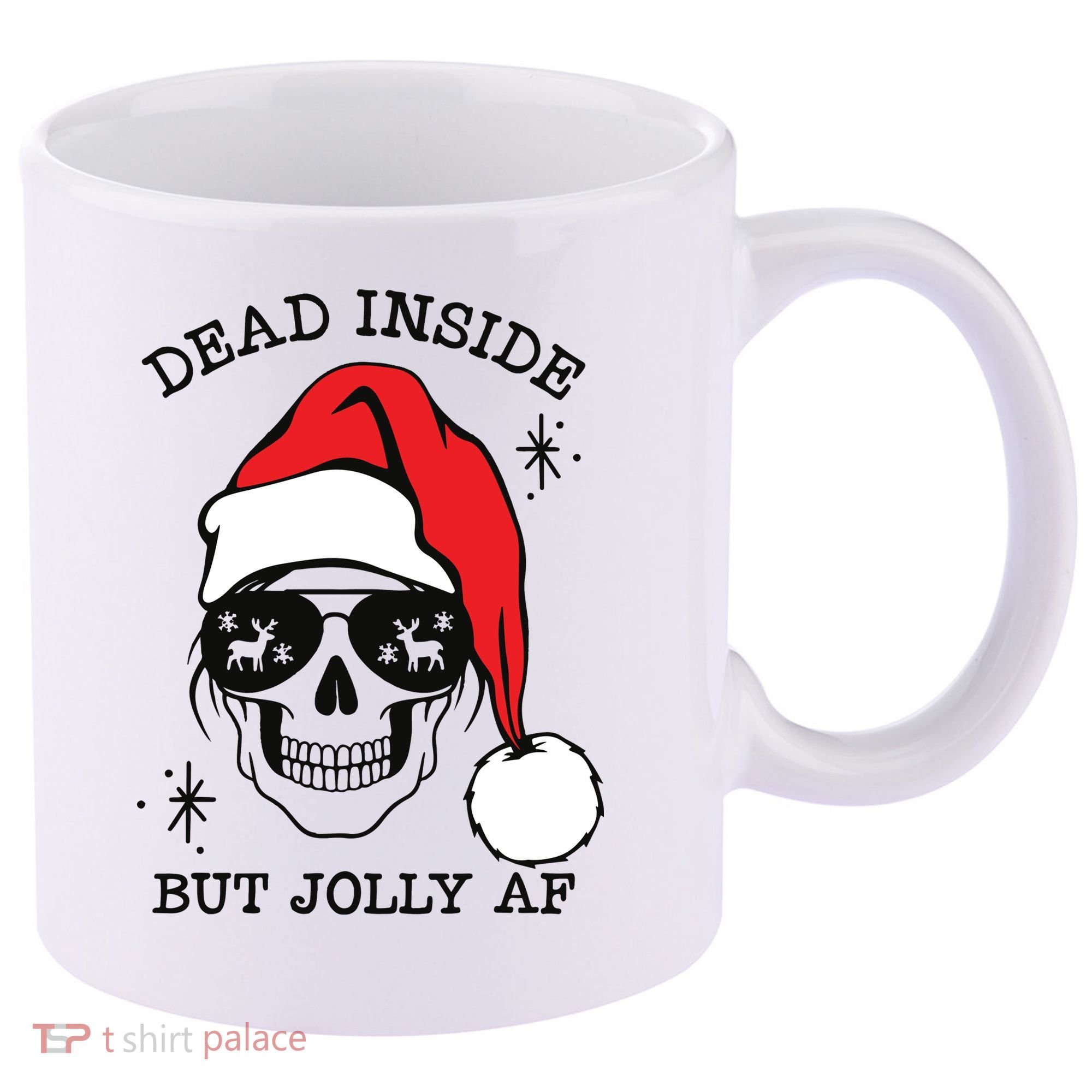 Dead Inside But Jolly Af Funny Christmas 11oz C Handle Ceramic Mug