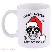Dead Inside But Jolly Af Funny Christmas 11oz C Handle Ceramic Mug thumb 2