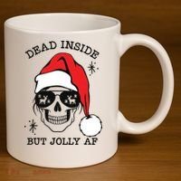 Dead Inside But Jolly Af Funny Christmas 11oz C Handle Ceramic Mug thumb 3