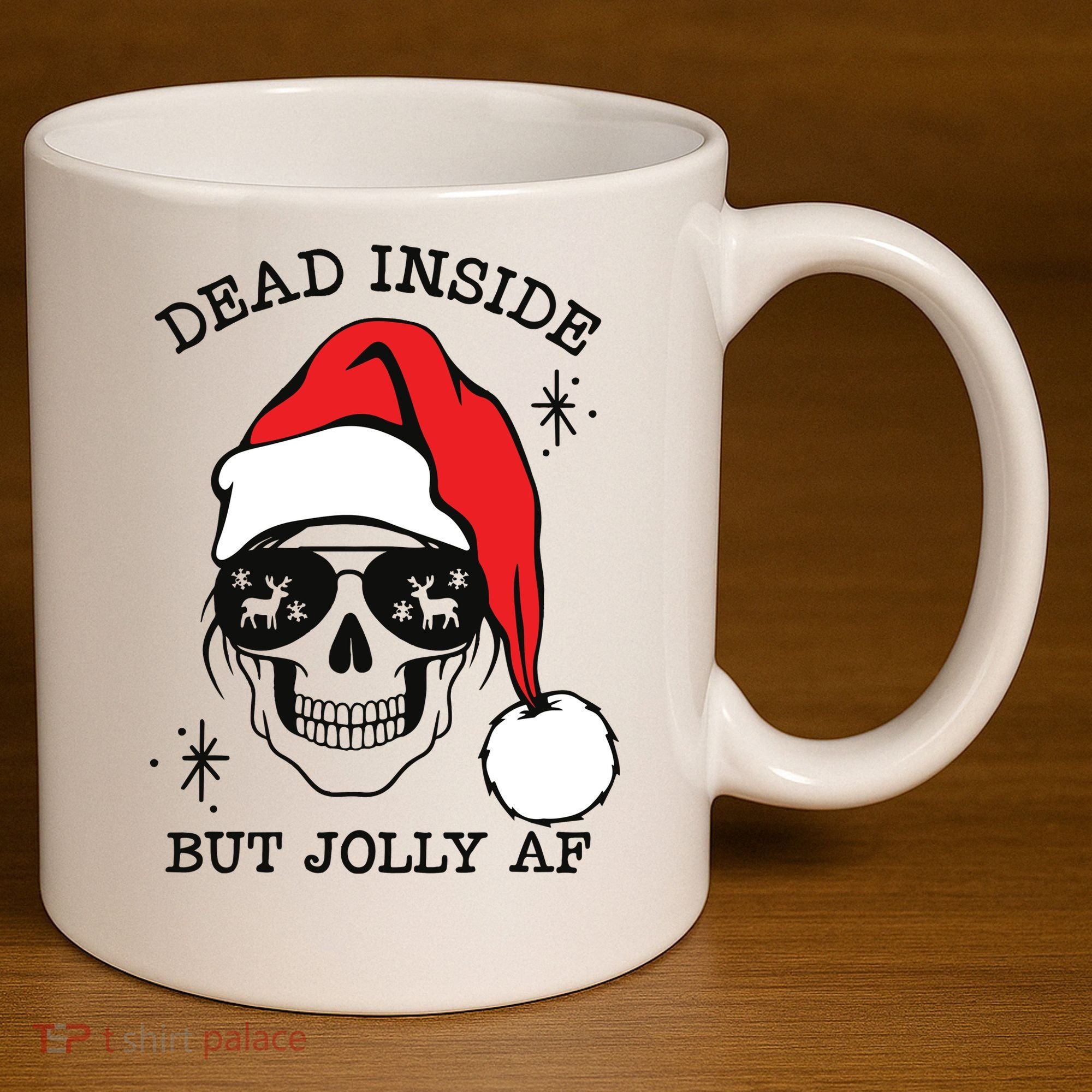 Dead Inside But Jolly Af Funny Christmas 11oz C Handle Ceramic Mug