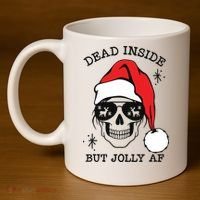 Dead Inside But Jolly Af Funny Christmas 11oz C Handle Ceramic Mug thumb 4