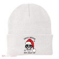 Dead Inside But Jolly Af Funny Christmas Beanie thumb 0
