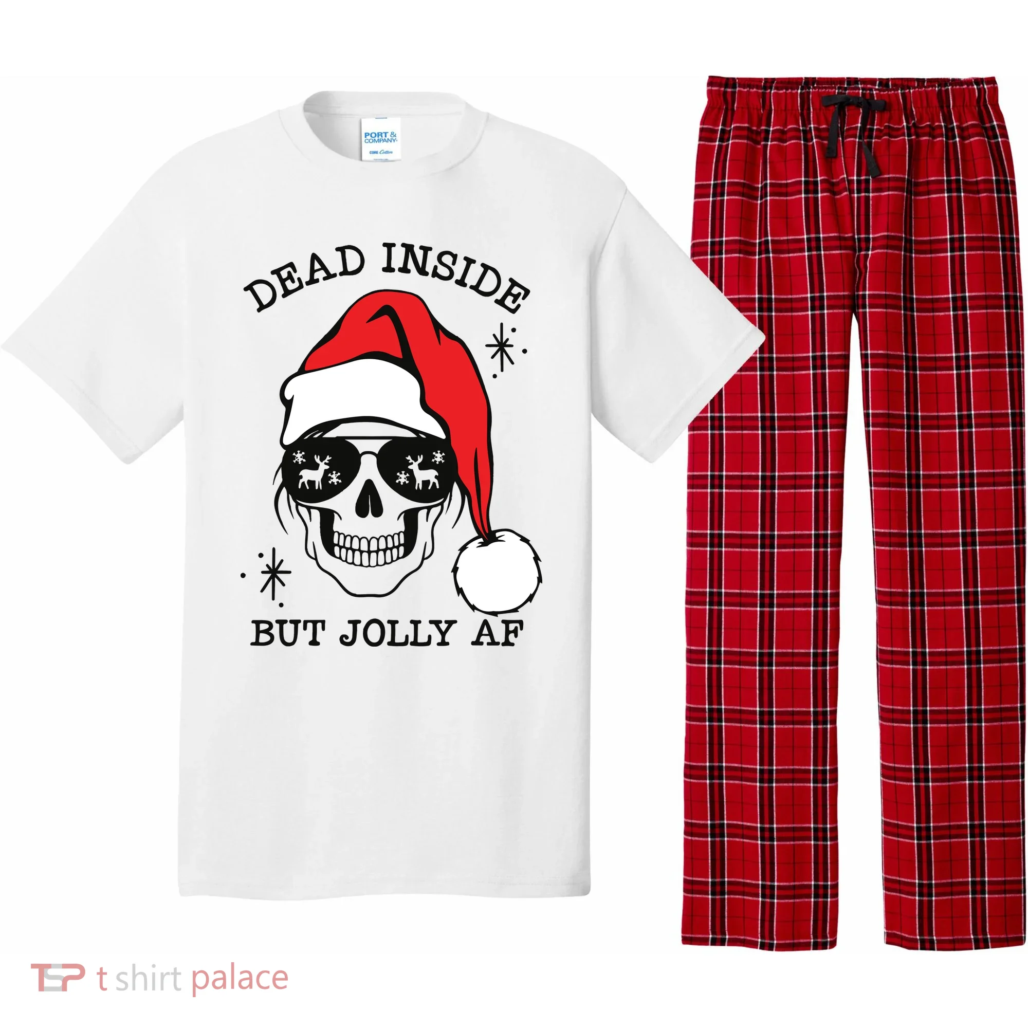 Dead Inside But Jolly Af Funny Christmas Pajama Set