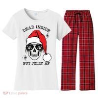 Dead Inside But Jolly Af Funny Christmas Women's Flannel Pajama Set thumb 0
