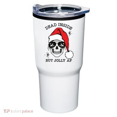 Dead Inside But Jolly Af Funny Christmas Tumbler