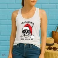 Dead Inside But Jolly Af Funny Christmas Women's Tank Top thumb 2