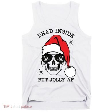 Dead Inside But Jolly Af Funny Christmas Tank Top