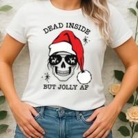 Dead Inside But Jolly Af Funny Christmas Women's T-Shirt thumb 2
