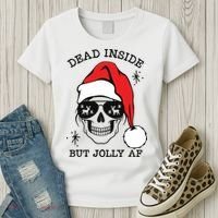 Dead Inside But Jolly Af Funny Christmas Women's T-Shirt thumb 3