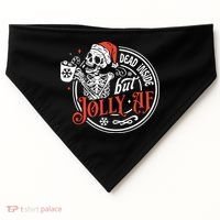 Dead Inside But Jolly Af Dead Inside Jolly Skeleton Christmas USA-Made Doggie Bandana thumb 0