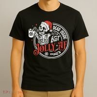 Dead Inside But Jolly Af Dead Inside Jolly Skeleton Christmas T-Shirt thumb 3