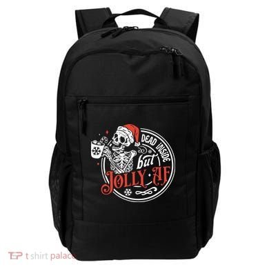 Dead Inside But Jolly Af Dead Inside Jolly Skeleton Christmas Backpack