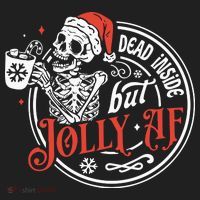 Dead Inside But Jolly Af Dead Inside Jolly Skeleton Christmas Beanie thumb 2