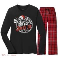 Dead Inside But Jolly Af Dead Inside Jolly Skeleton Christmas Women's Long Sleeve Flannel Pajama Set  thumb 0