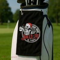 Dead Inside But Jolly Af Dead Inside Jolly Skeleton Christmas Golf Towel thumb 2