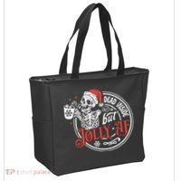 Dead Inside But Jolly Af Dead Inside Jolly Skeleton Christmas Tote Bag thumb 2
