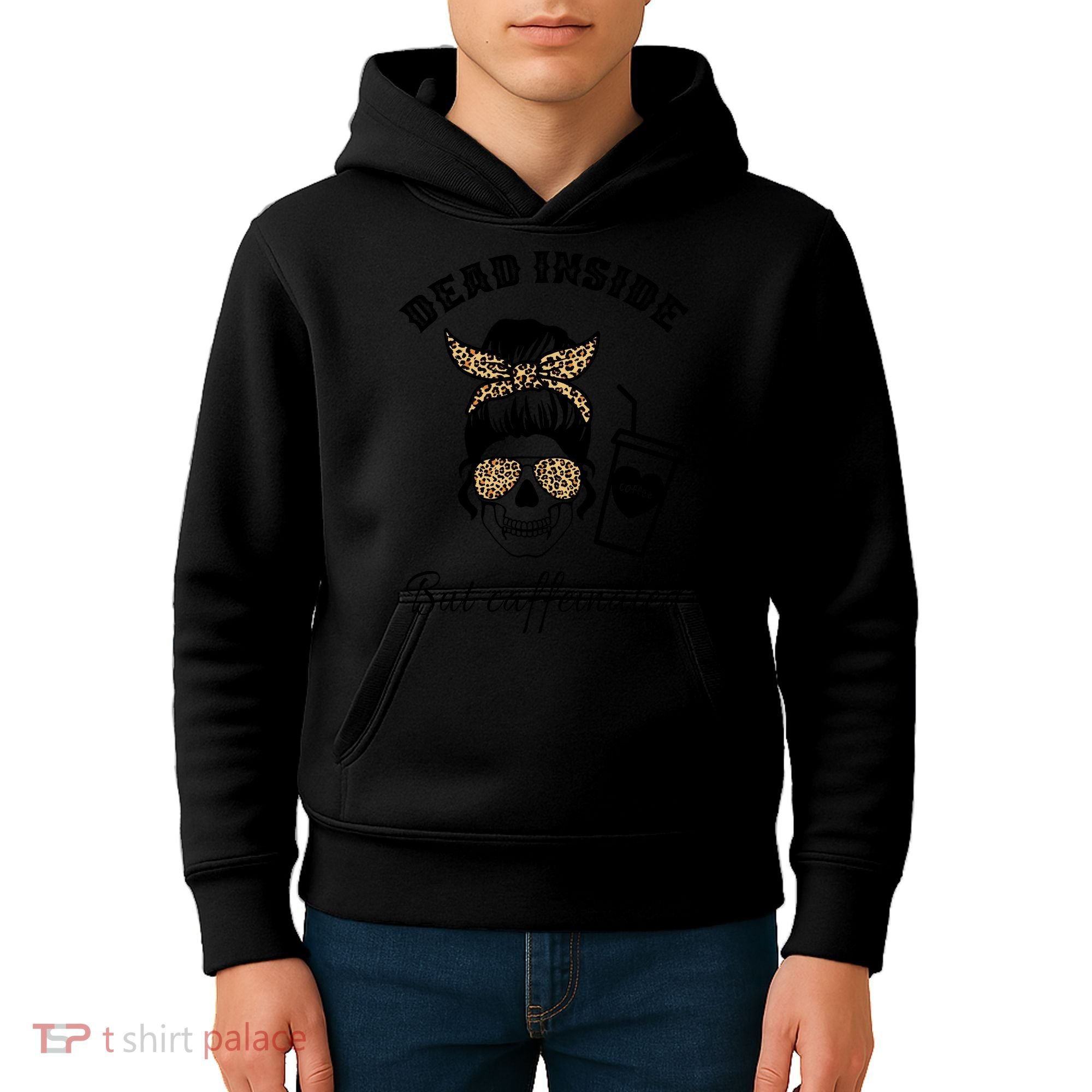 Dead Inside But Caffeinated Kids Hoodie