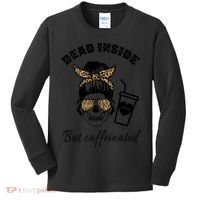 Dead Inside But Caffeinated Kids Long Sleeve Shirt thumb 0