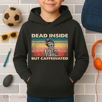 Dead Inside But Caffeinated Kids Hoodie thumb 2